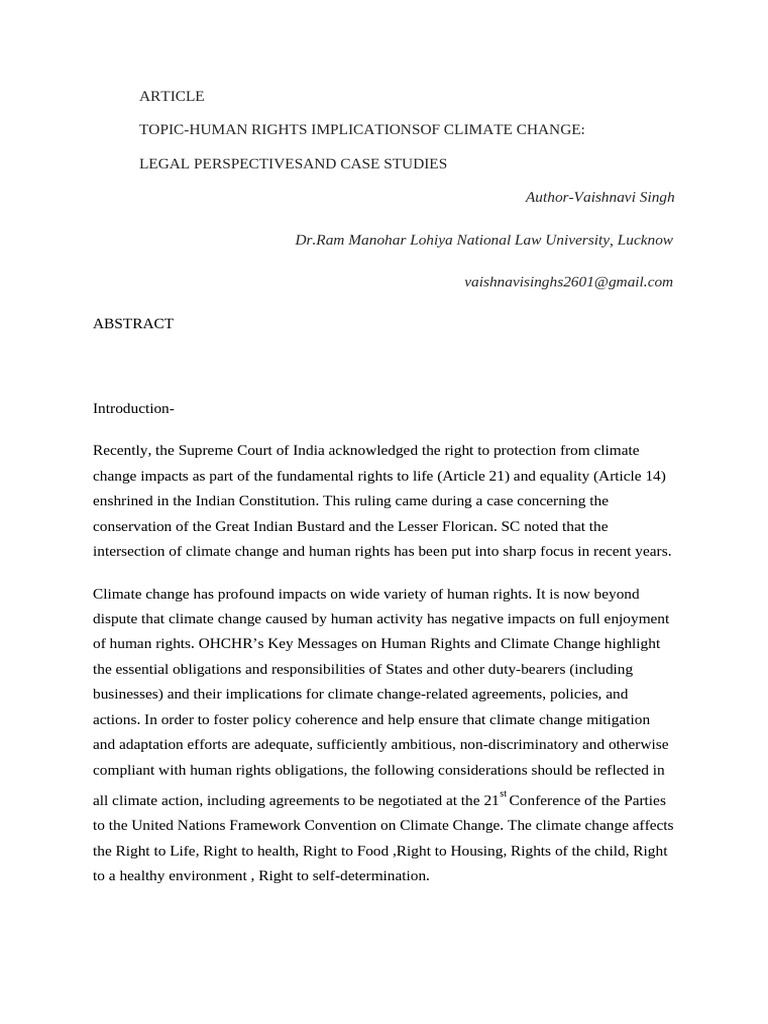 Human Rights and Climate Change Law | PDF | Climate Change | Human Rights