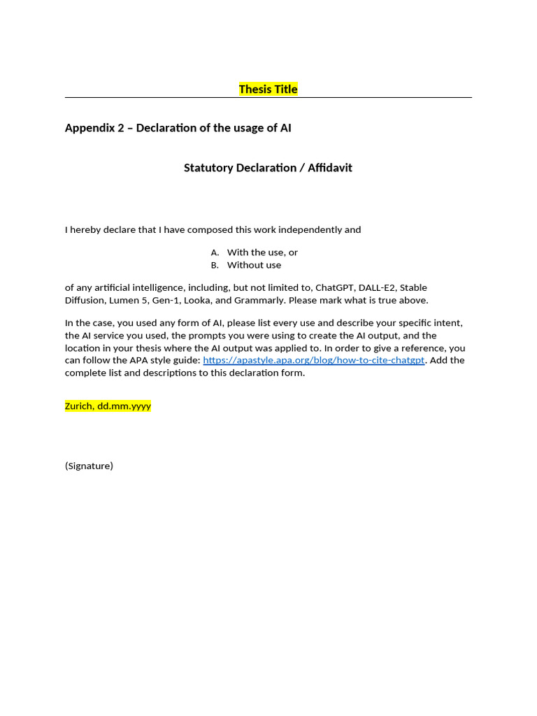 AI Usage Declaration Form | PDF