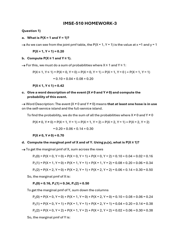 IMSE 510 Homework 3 | PDF | Probability Density Function | Mathematics