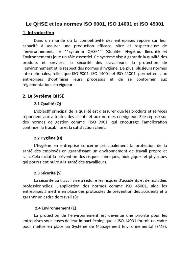 QHSE et Normes ISO : Guide Essentiel | PDF | Management de la qualité ...