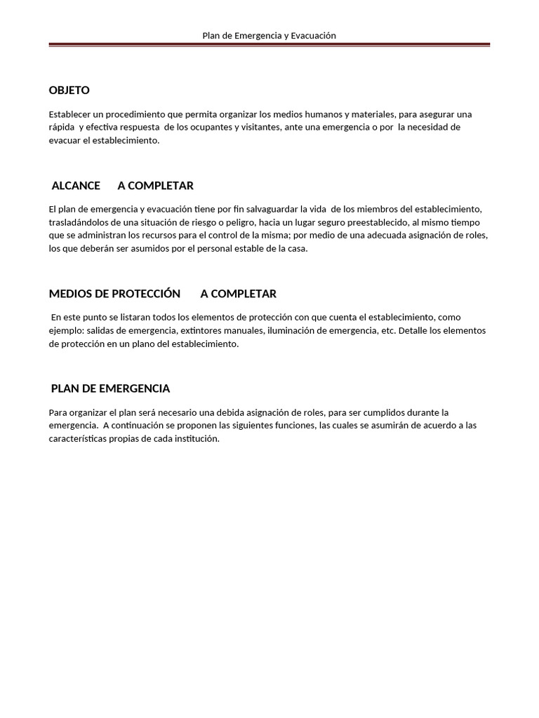 Plan de Emergencia y Evacuación Efectivo | PDF | Emergencia | Bomba