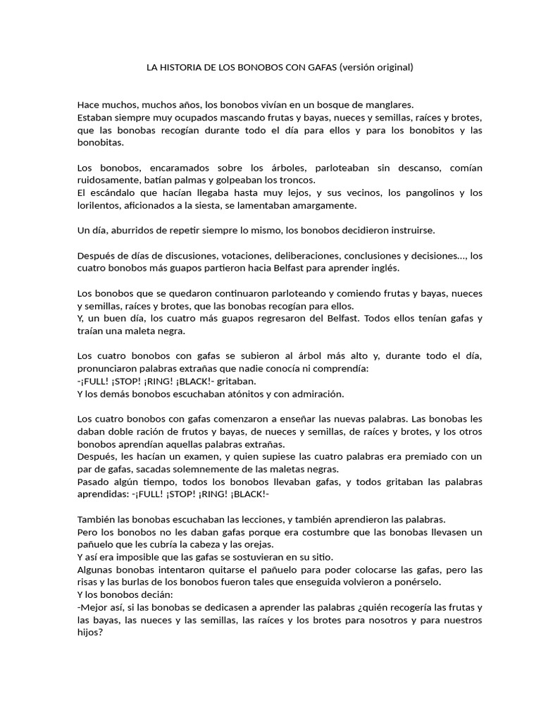Historia de los bonobos con gafas | PDF