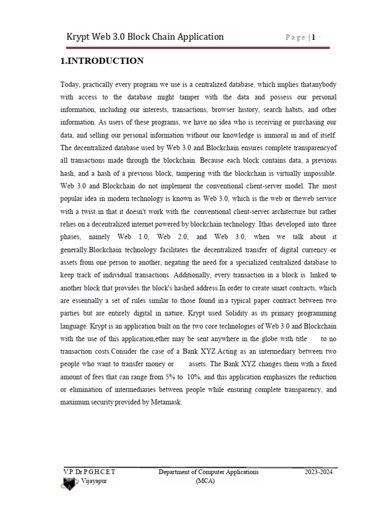 Krypt: A Web 3.0 Blockchain Solution | PDF | World Wide Web | Internet ...