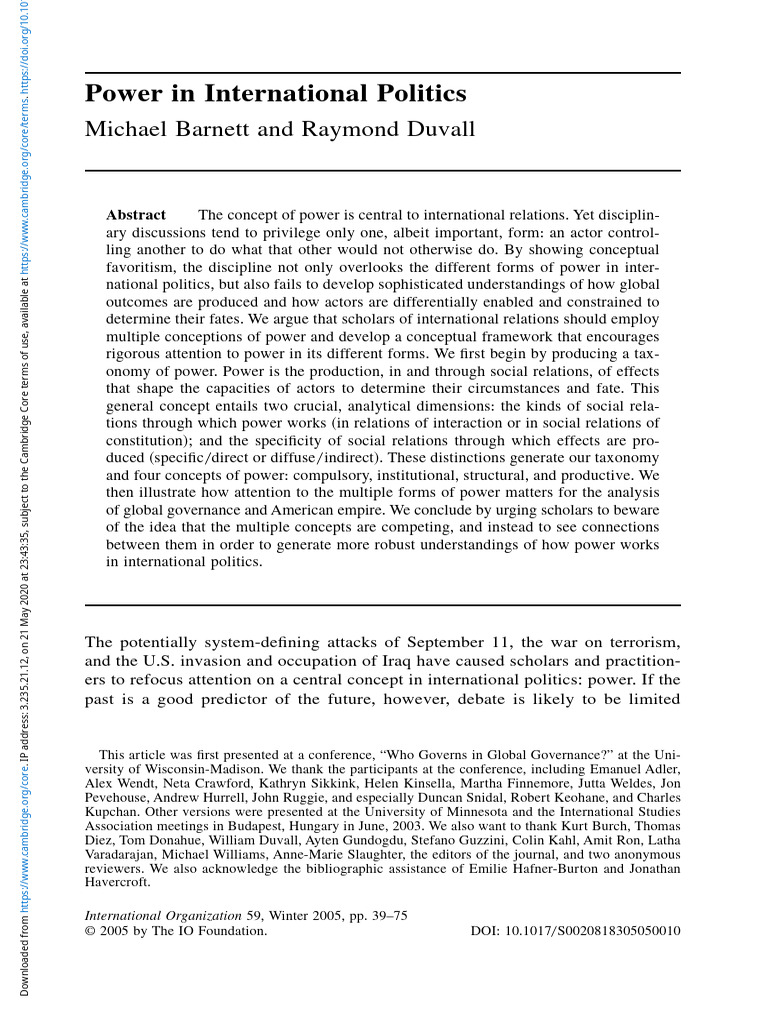 Understanding Power in International Politics | PDF | Concept ...