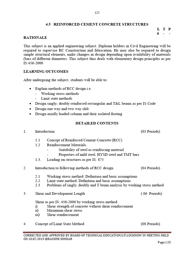 RCC Structures Syllabus for Civil Diploma | PDF | Beam (Structure ...