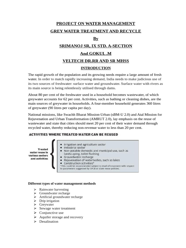 Project On Water Management | PDF | Water | Water And The Environment