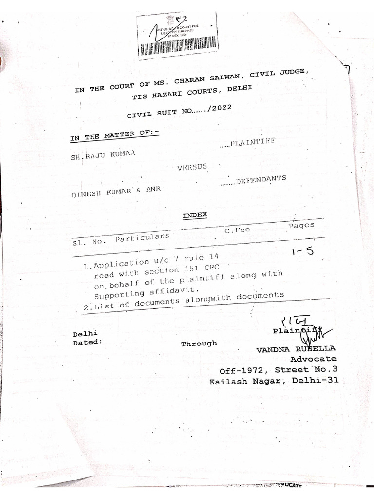 Order 7 :14 Application | PDF