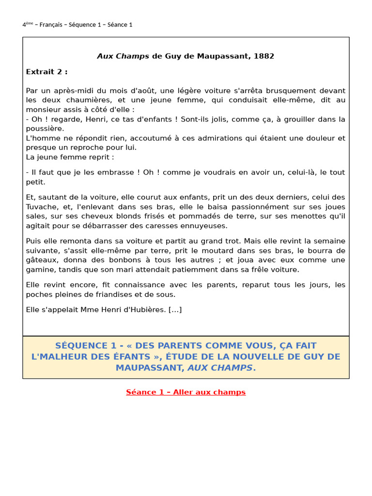 SEQ1 - Séance 1 - Devoir Extrait 2 | PDF