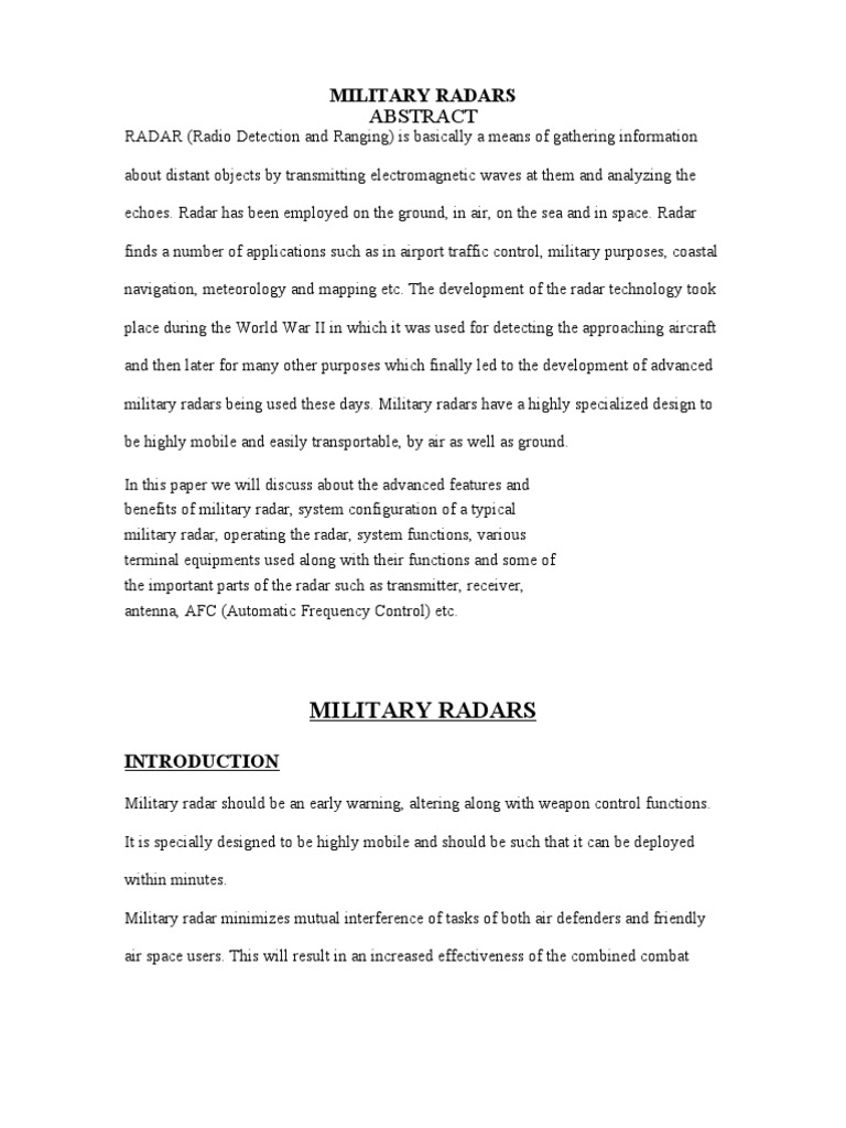 43 Military Radars PDF Radar Detector (Radio)