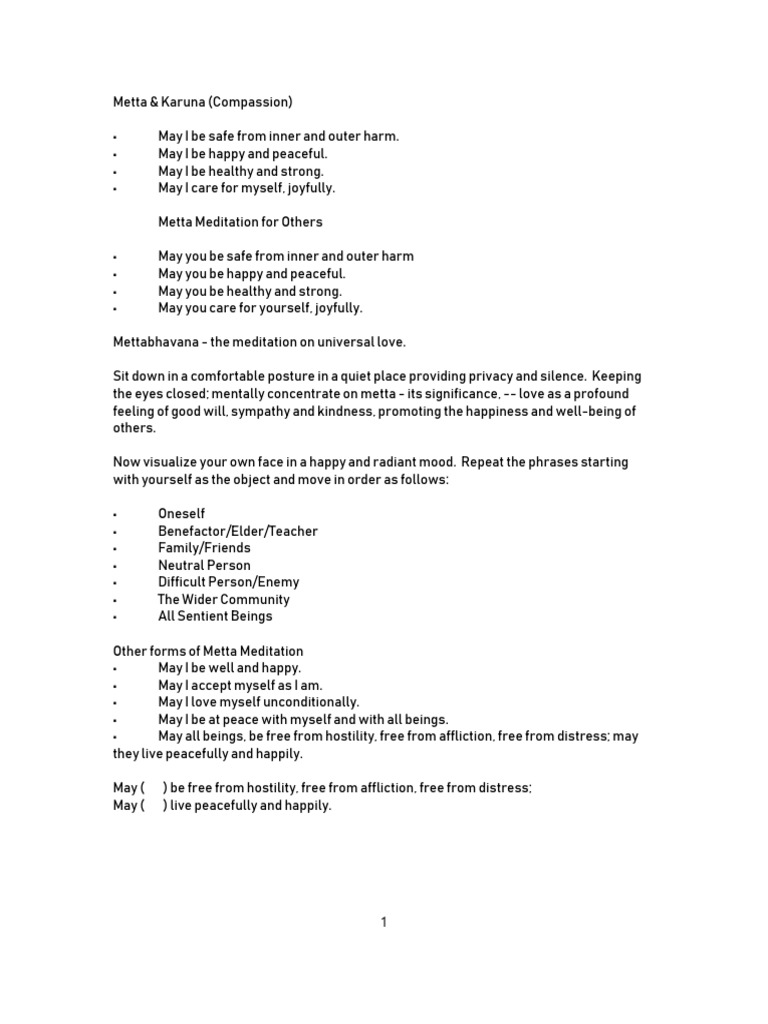 Metta & Karuna: A Compassion Guide | PDF