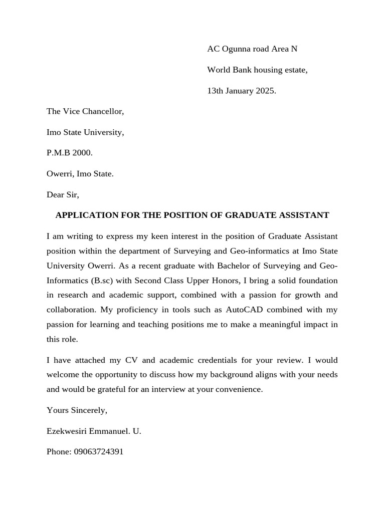 Application for Graduate Assistant Position | PDF | Cognition | Learning