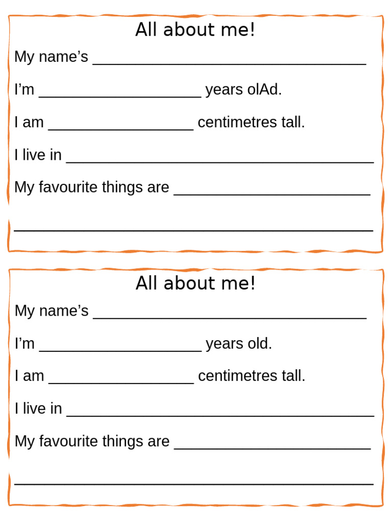 Personal Profile Template for Kids | PDF