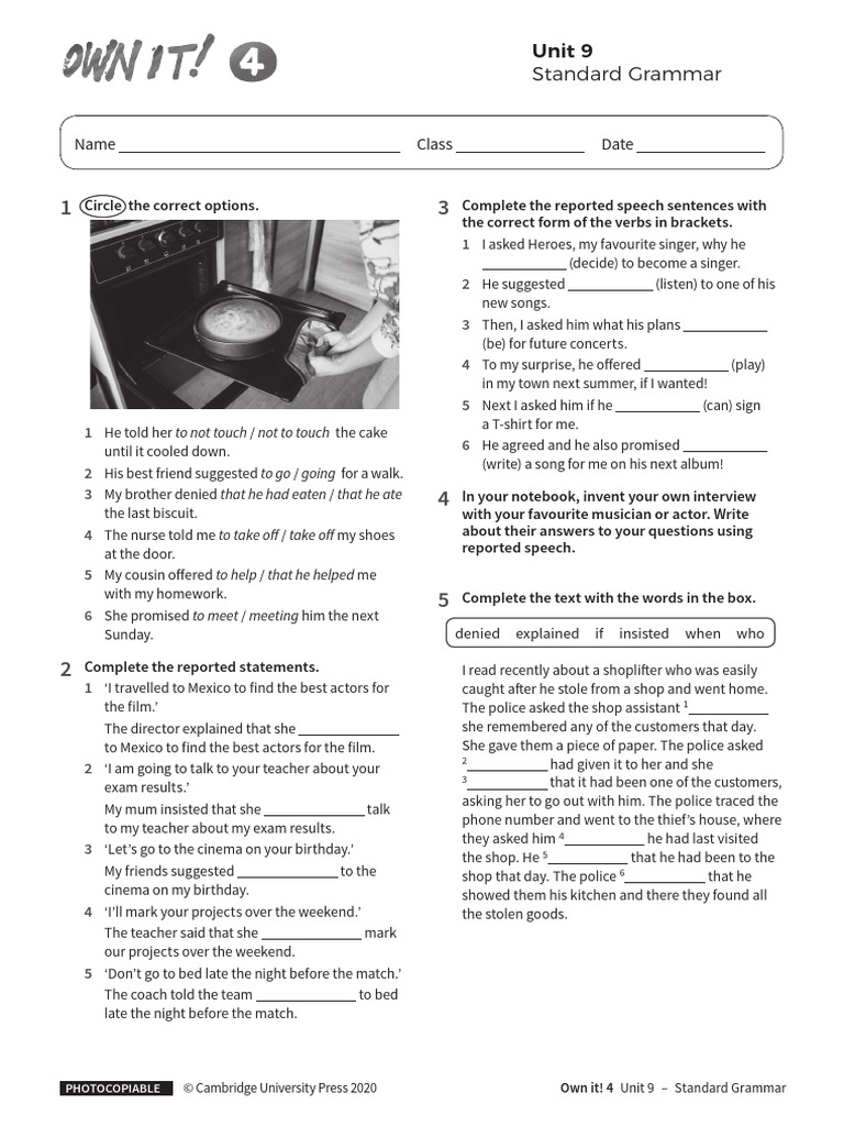Reported Speech Grammar Exercises | PDF | Language Mechanics | Syntax