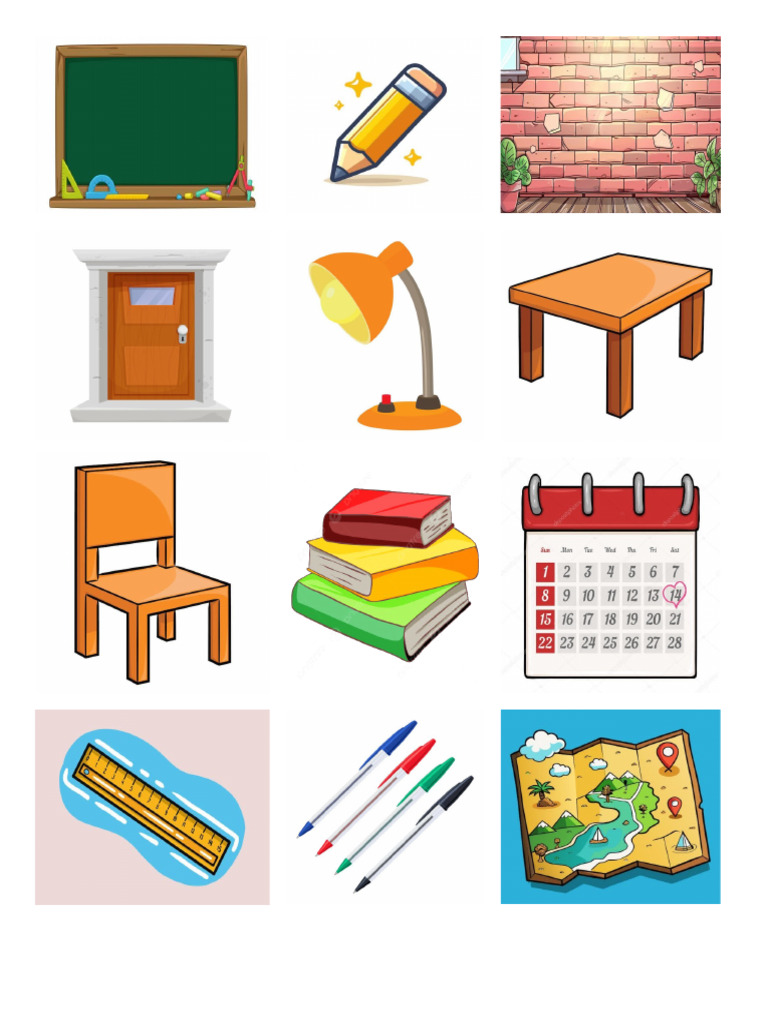 26 Imagenes Animadas Pizzaron, Lapiz, Pared, Puerta, Lampara Etc | PDF