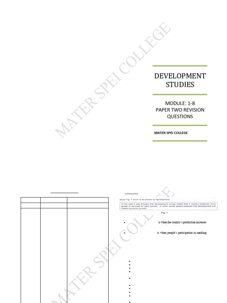 Development Studies Revision Questions | PDF | Infant Mortality ...