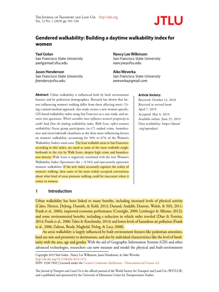 Golan Et Al. - 2019 - Gendered Walkability Building A Daytime ...