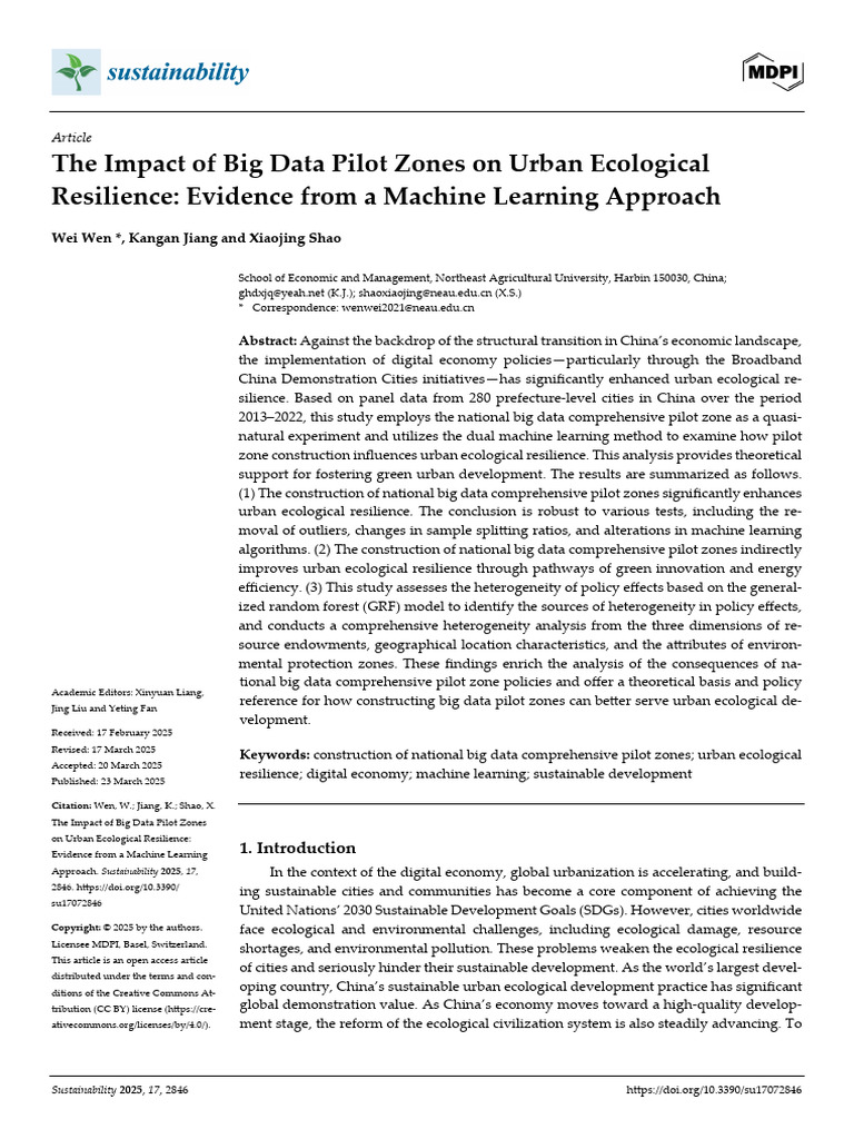 Sustainability 17 02846 | PDF | Ecological Resilience | Ecology