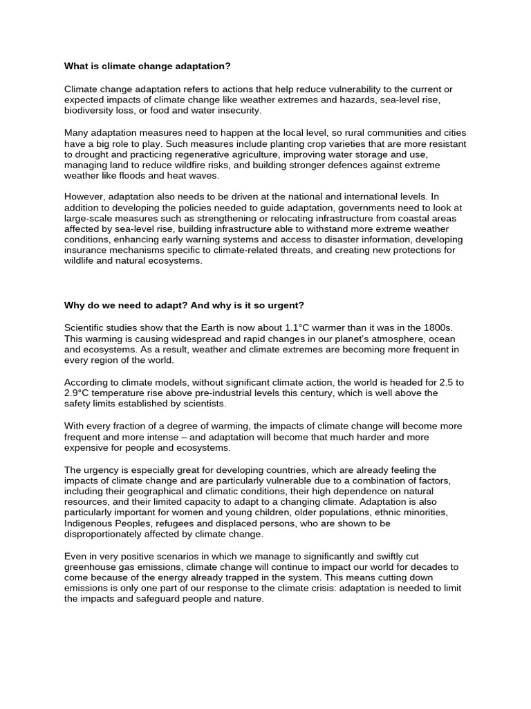 Understanding Climate Change Adaptation | PDF | Climate Change ...