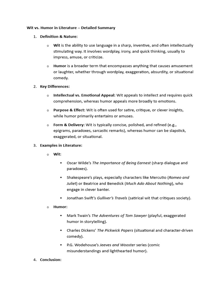 Understanding Wit in Literature | PDF