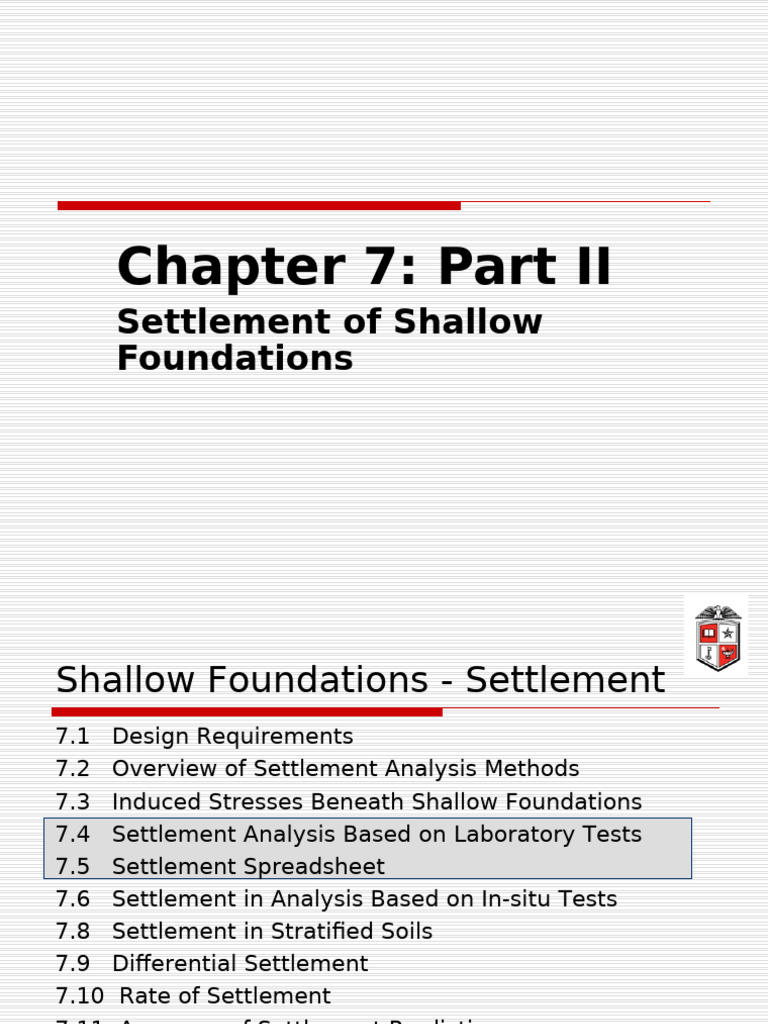 Shallow Foundation Settlement Analysis | PDF | Geotechnical Engineering ...