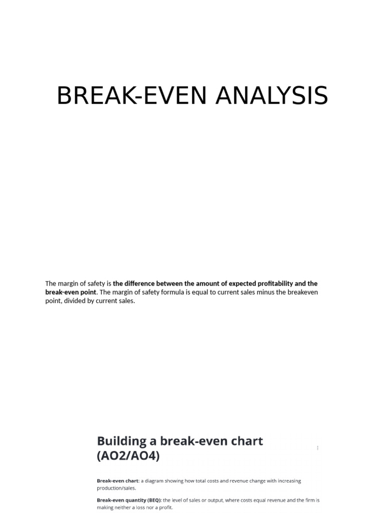 Break Even Analysis | PDF