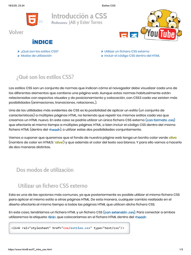1 3inf Tema 4 Introduccion A Css Contenido-Fusionado | PDF | HTML ...