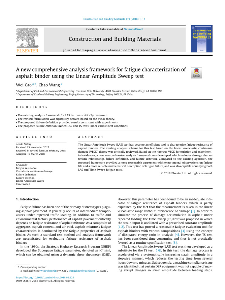 Cao and Wang, 2018 - A New Comprehensive Analysis Framework For Fatigue ...