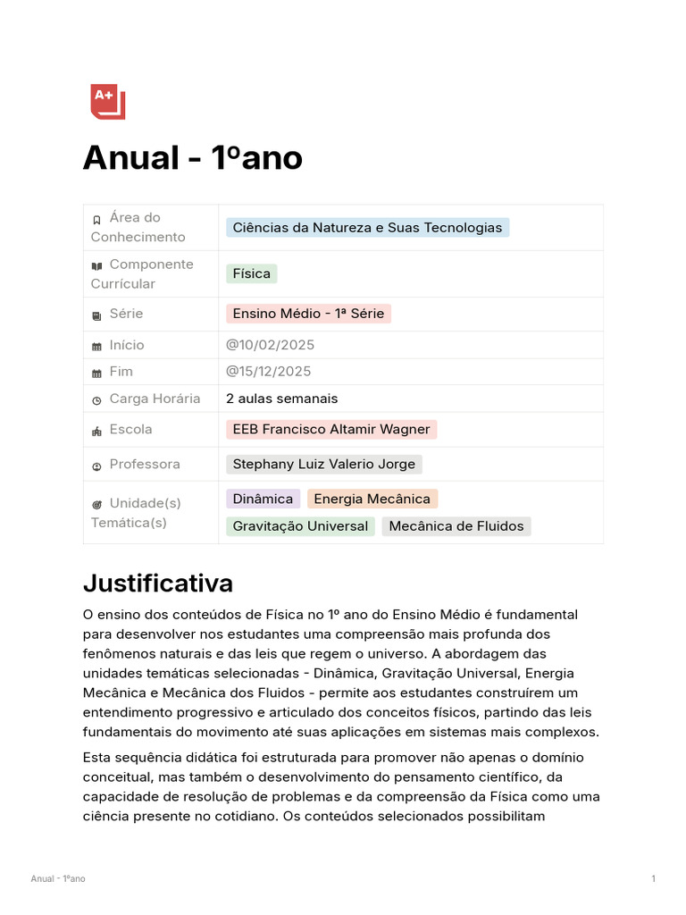 Ensino de Física no 1º Ano do EM | PDF | Science | Física