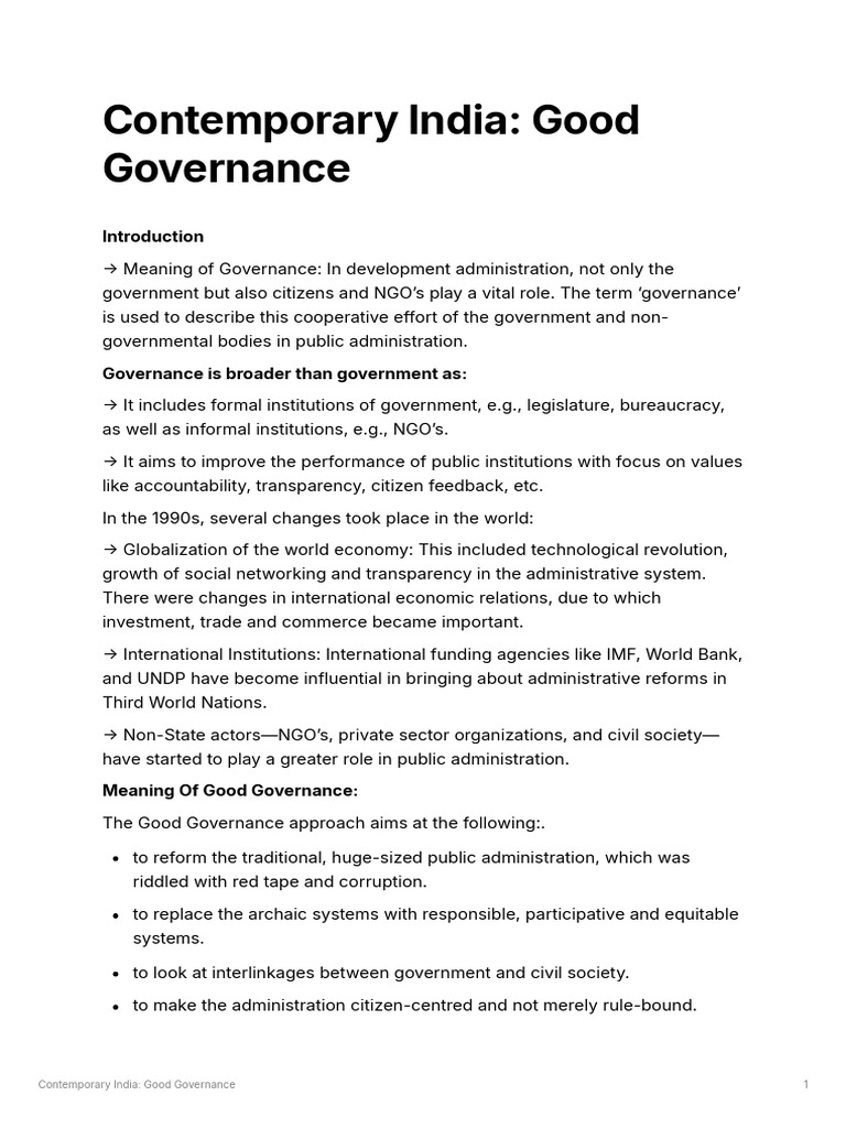 Understanding Good Governance in India | PDF | Governance | Social Policy