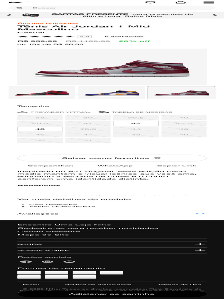 Tênis Air Jordan 1 Mid Masculino | PDF
