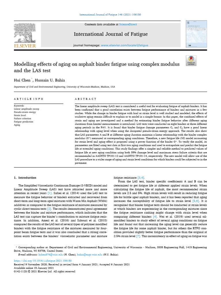 Aging Effects on Asphalt Binder Fatigue | PDF | Fatigue (Material ...