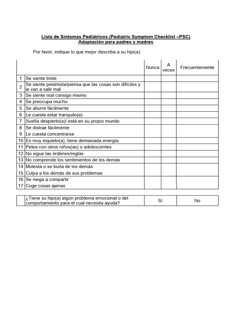 Evaluación de Salud Mental Infantil | PDF