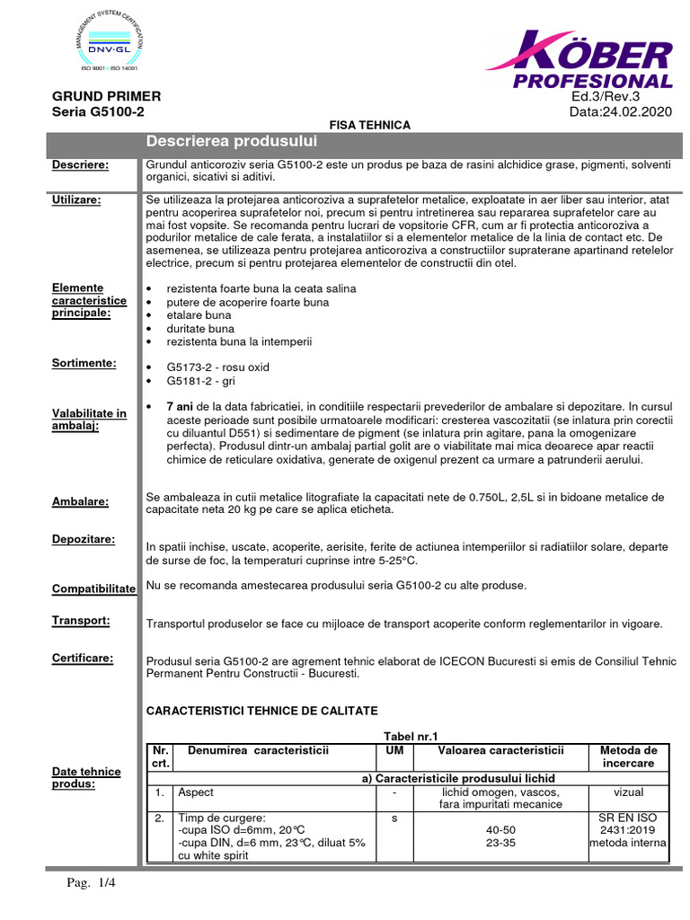 Fisa Tehnica - Kober Grund Primer | PDF