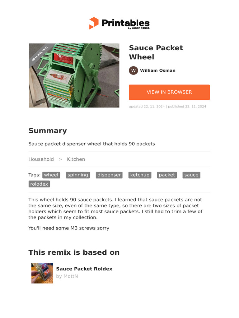 Sauce Packet Wheel | PDF