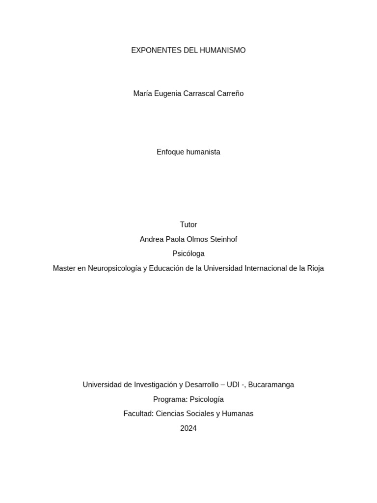 Exponentes del Humanismo en Psicología | PDF | Sicología | Desarrollo ...