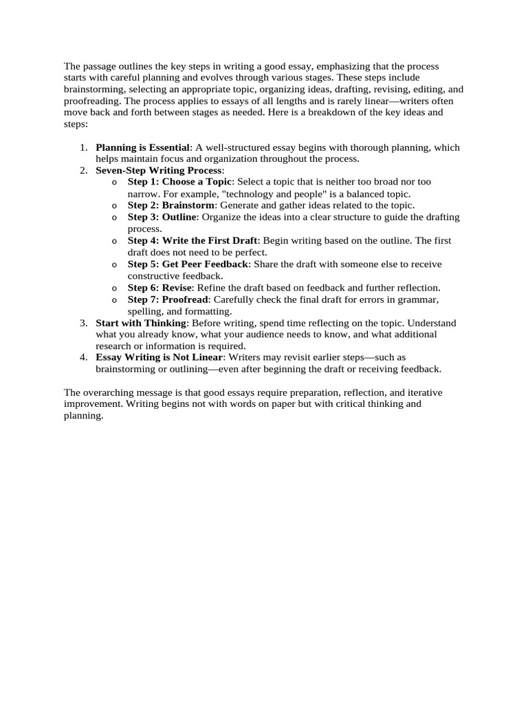 Seven Steps to Effective Essay Writing | PDF