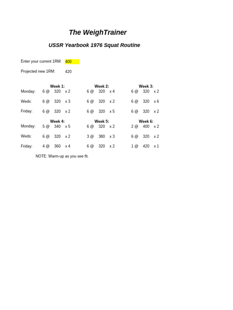1976 USSR Squat Training Program | PDF