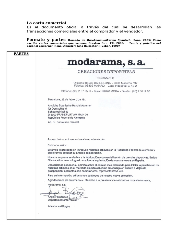 La Carta Comercial Partes | PDF