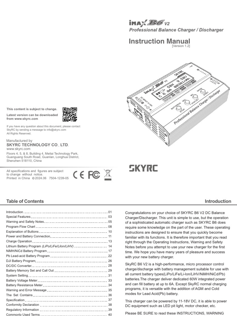 B6 V2 Balance Charger Manual | PDF | Battery Charger | Rechargeable Battery