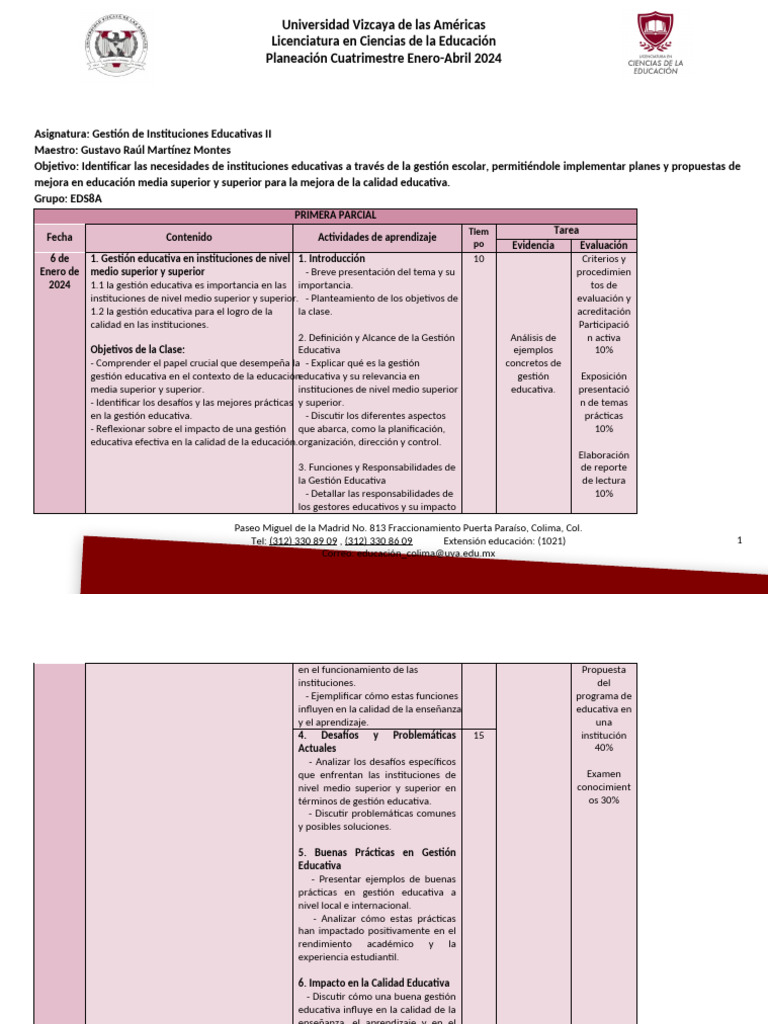 Gestión Educativa en Instituciones 2024 | PDF | Planificación | Pedagogía