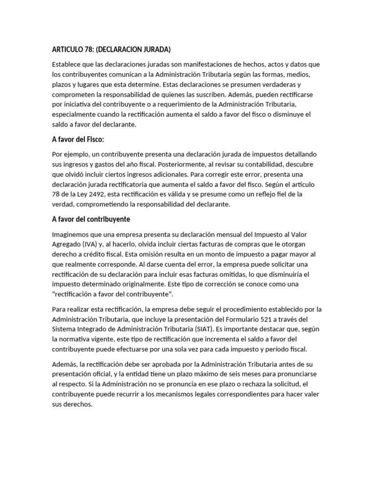 Declaraciones Juradas y Rectificaciones Fiscales | PDF | Impuestos ...