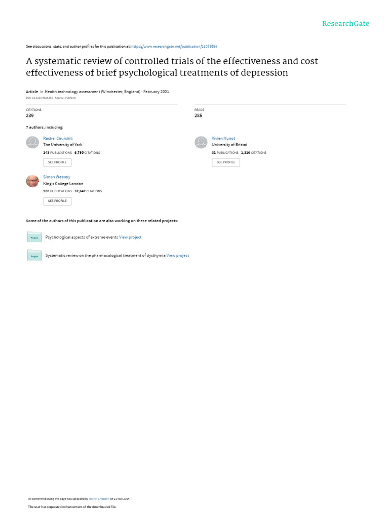 A Systematic Review of Controlled Trials of The Effectiveness and Cost ...