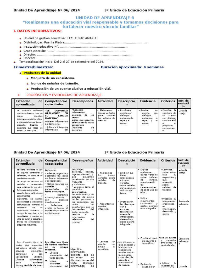 3° Grado Unidad de Aprendizaje | PDF | Infografia | División (Matemáticas)