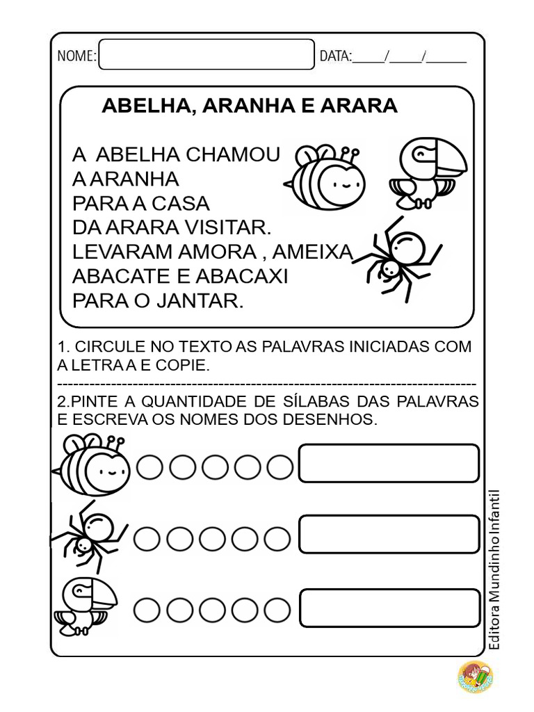 Atividades de Leitura: Animais e Frutas | PDF