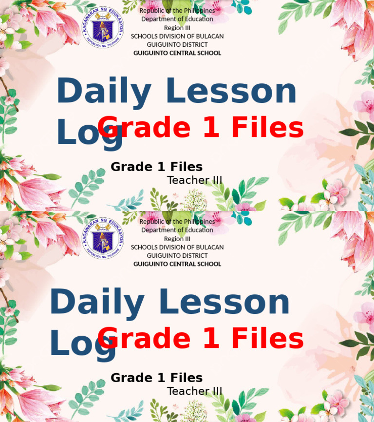 Grade 1 Daily Lesson Log Template | PDF