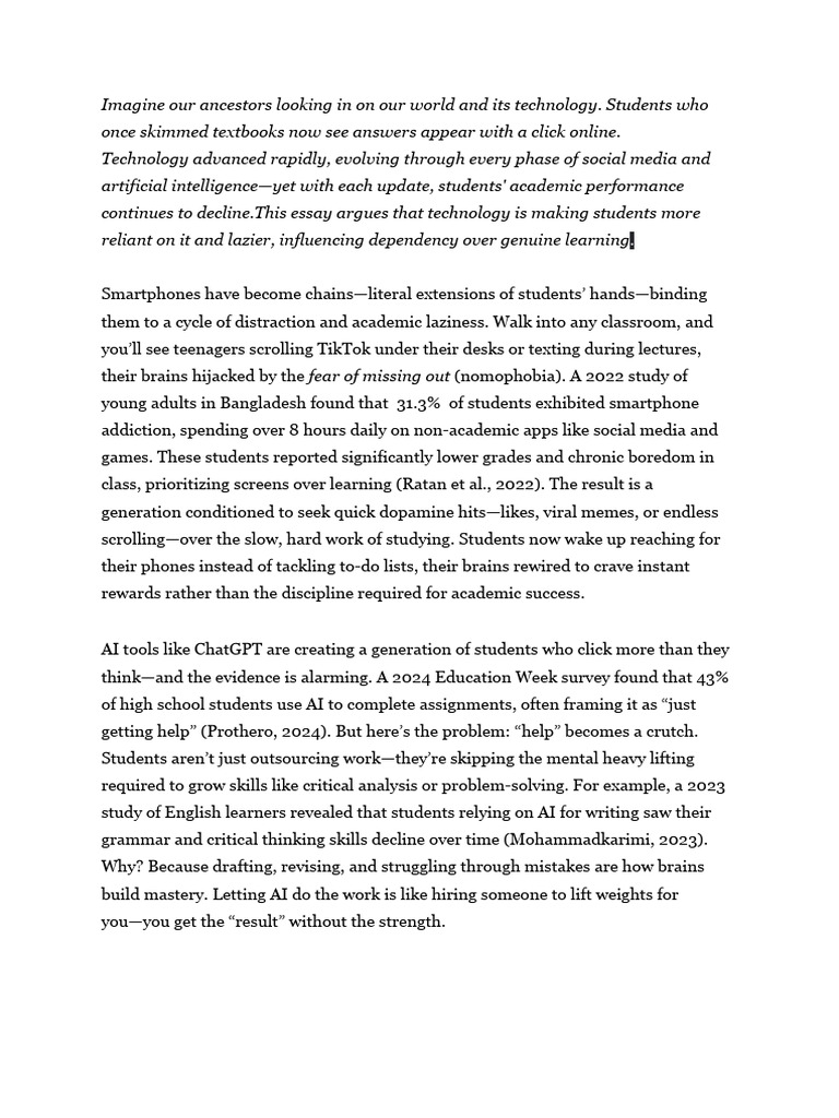 Technology's Impact on Student Learning | PDF | Artificial Intelligence ...