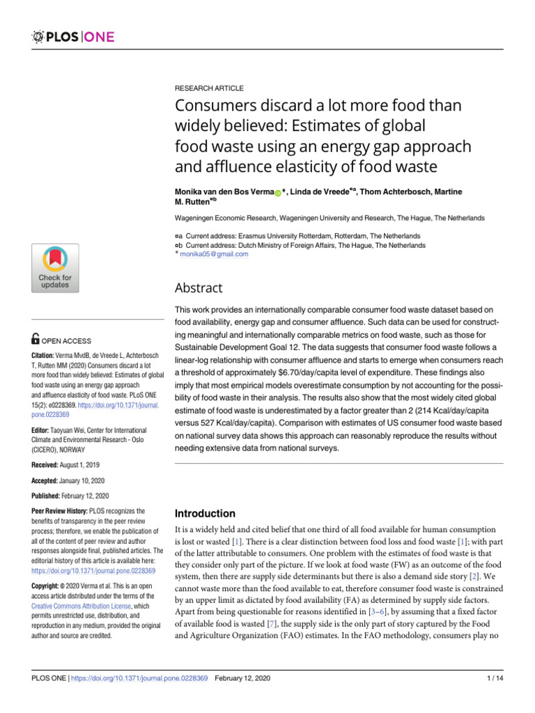 Consumers Discard A Lot More Food Than Widely Believed - Estimates of ...