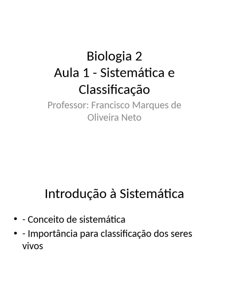 Aula 1 Sistematica Biologia2 | PDF