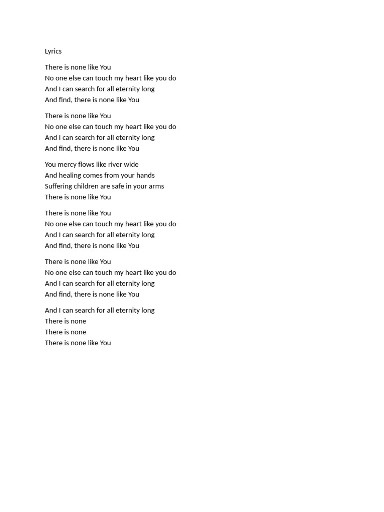There Is None Like You Lyrics | PDF