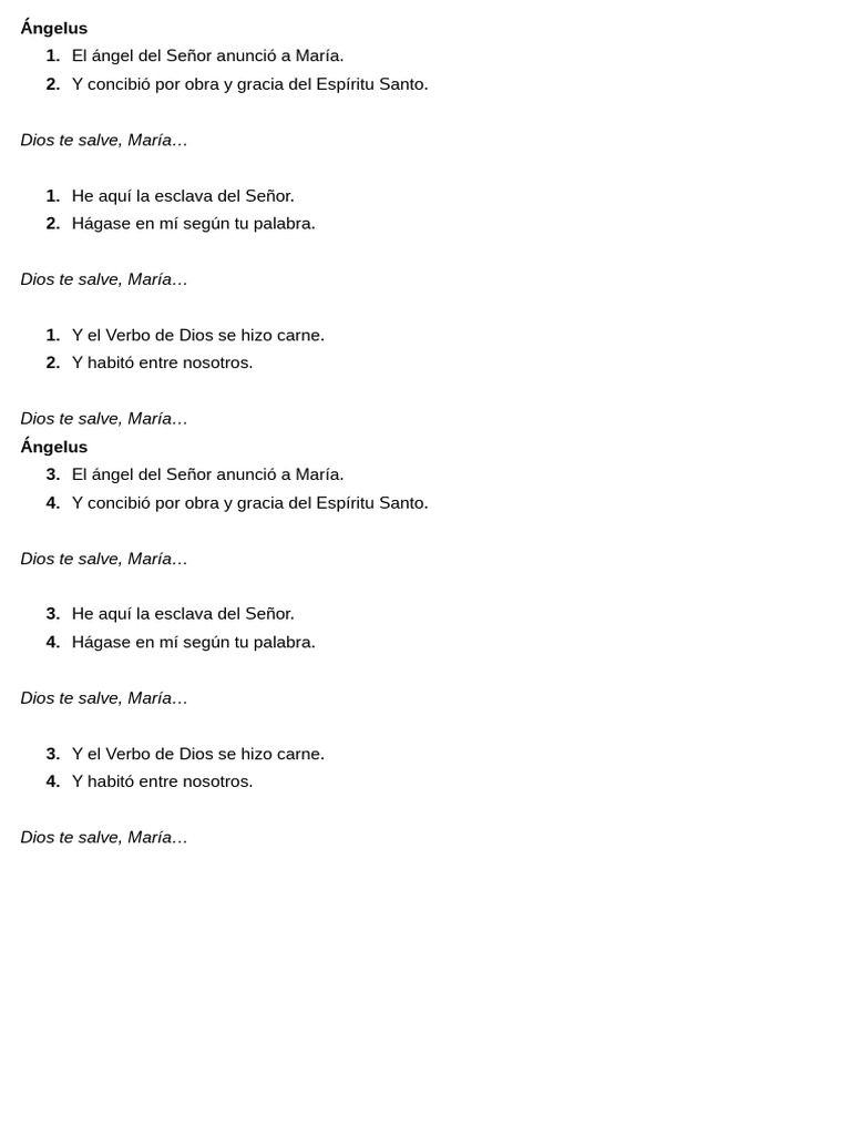 Oración del Ángelus Completa | PDF